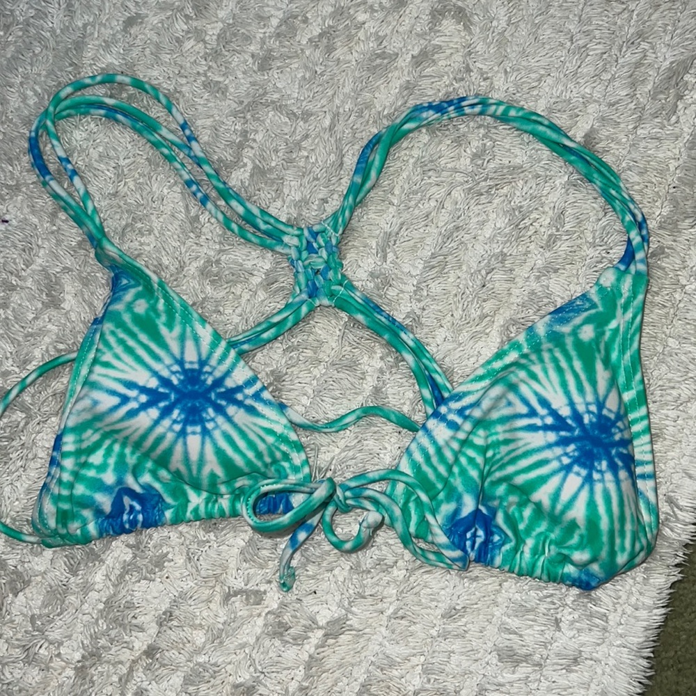 Tie-dye tie in front bikini top